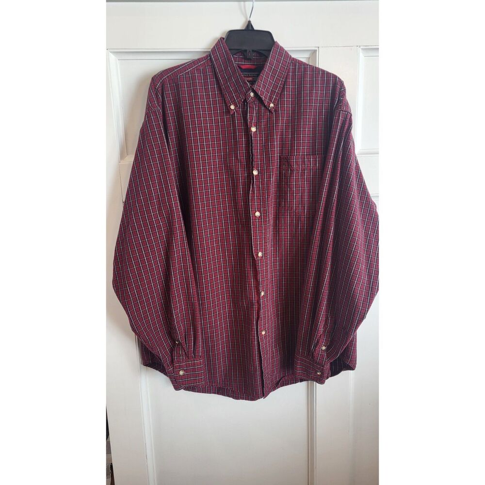 Wrangler Cool River Cotton Shirt Mens XL Red Plaid Button Down Western Casual